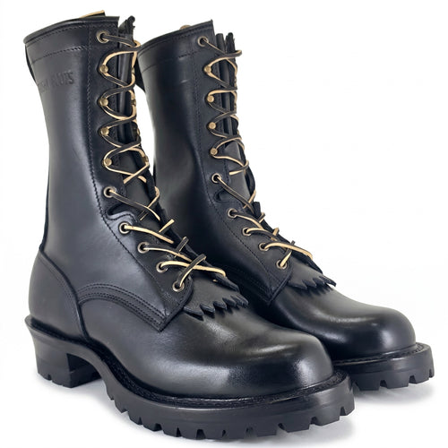 10" High Arch Firefighting Boot Black Smooth