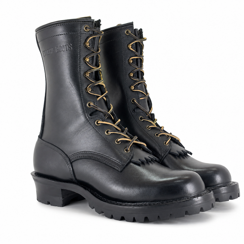 10" High Arch Firefighting Boot Black Smooth