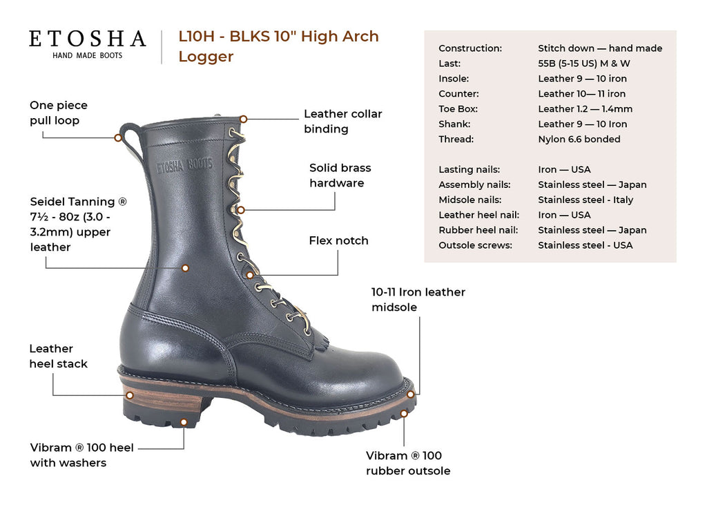 HIGH ARCH  BLACK SMOOTH