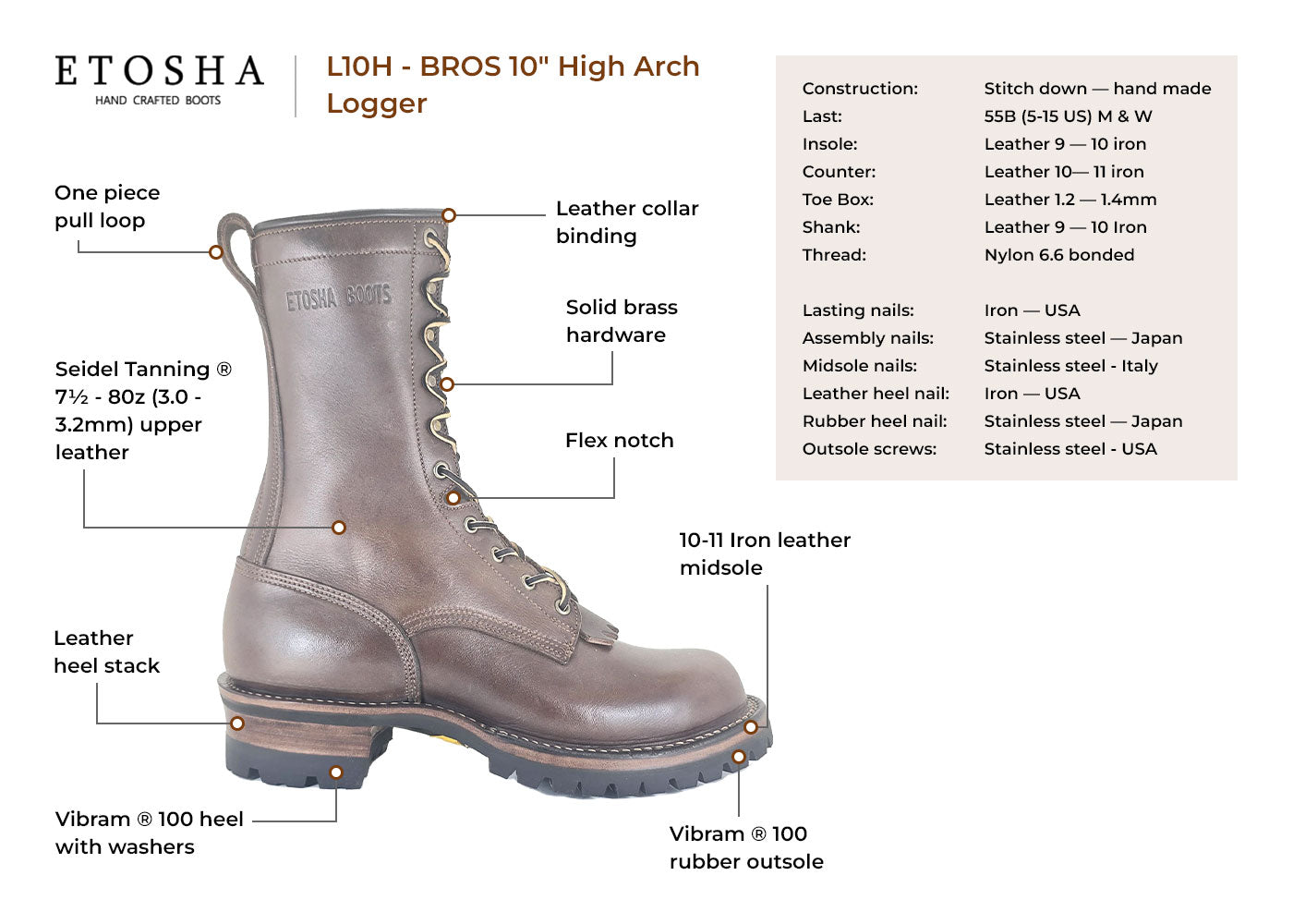 HIGH ARCH  BROWN  SMOOTH