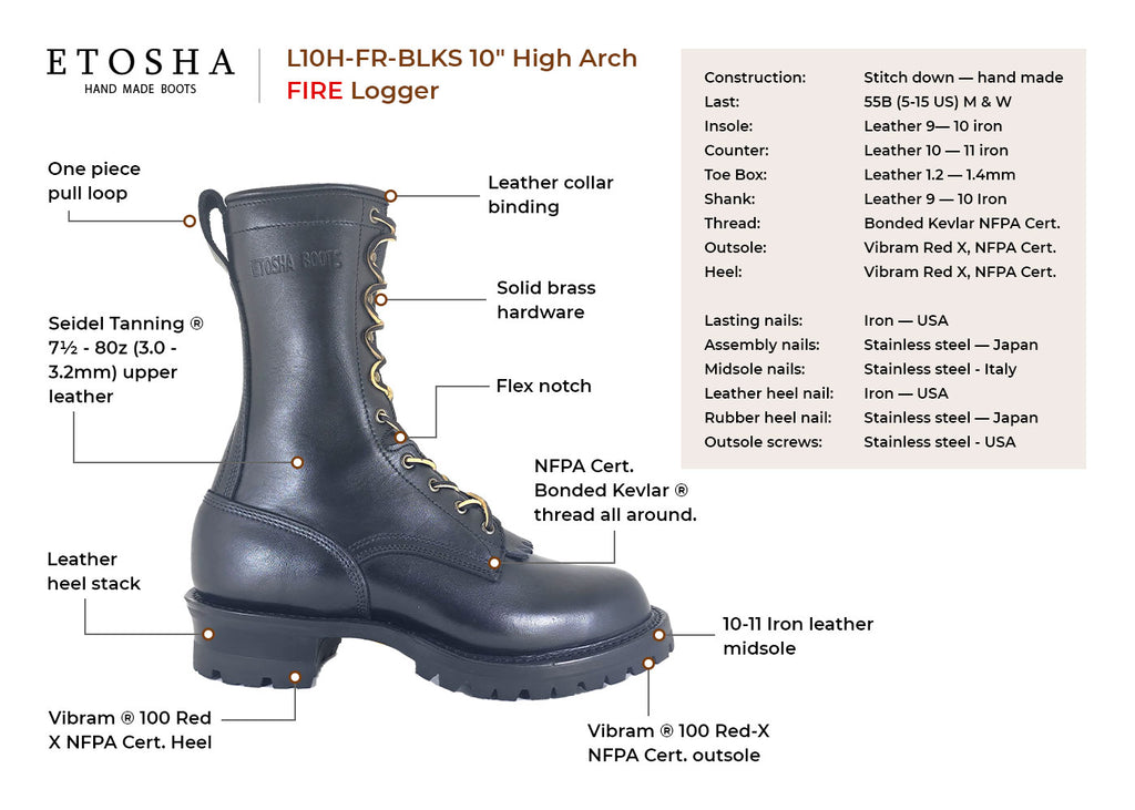 HIGH ARCH FIREFIGHTING BOOT – BLACK SMOOTH