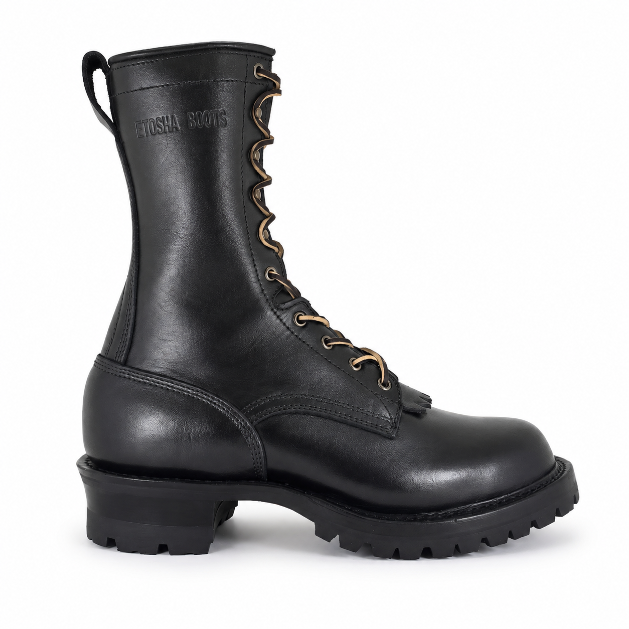 10" High Arch Firefighting Boot Black Smooth