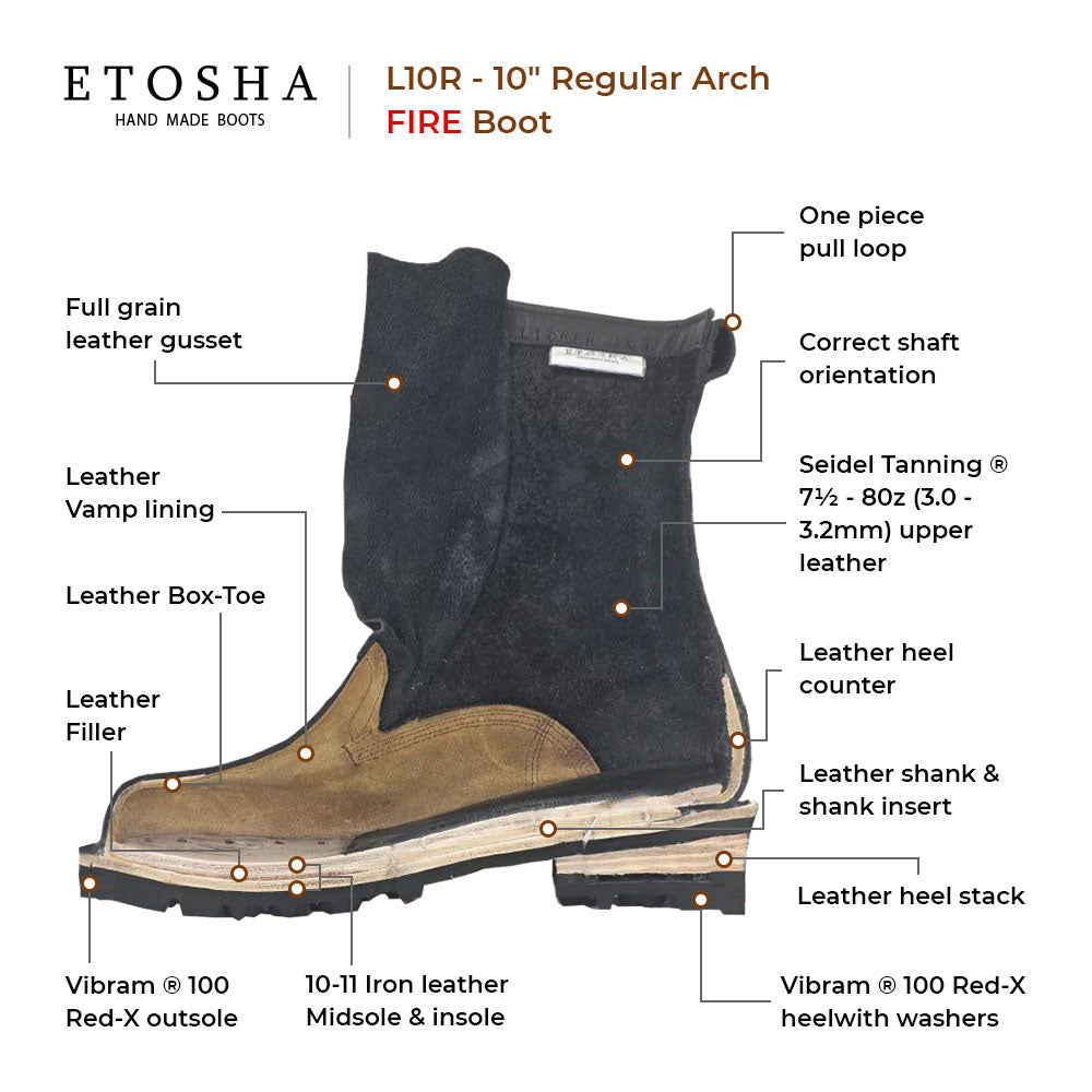REGULAR ARCH FIREFIGHTING BOOT - BROWN SMOOTH